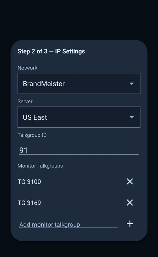 The memory editor, step two, for a network channel